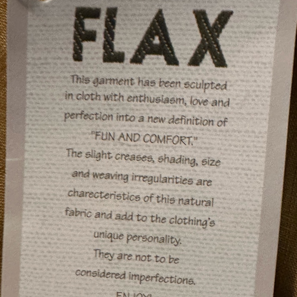 FLAX NWT Corozo Collection heavier weight Linen Mustard Colored Dress Size 1G - Picture 7 of 14